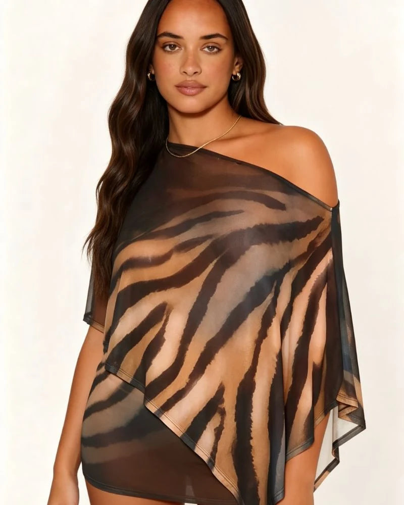 Sheer Asymmetrical Two-Piece Set