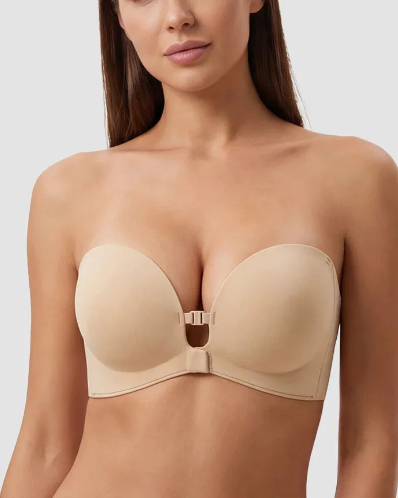 Front-Closure Strapless Push-Up Bra