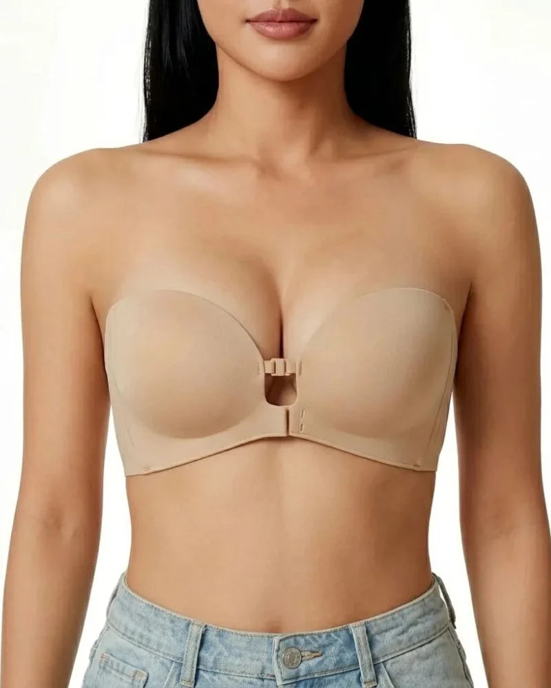 Front-Closure Strapless Push-Up Bra