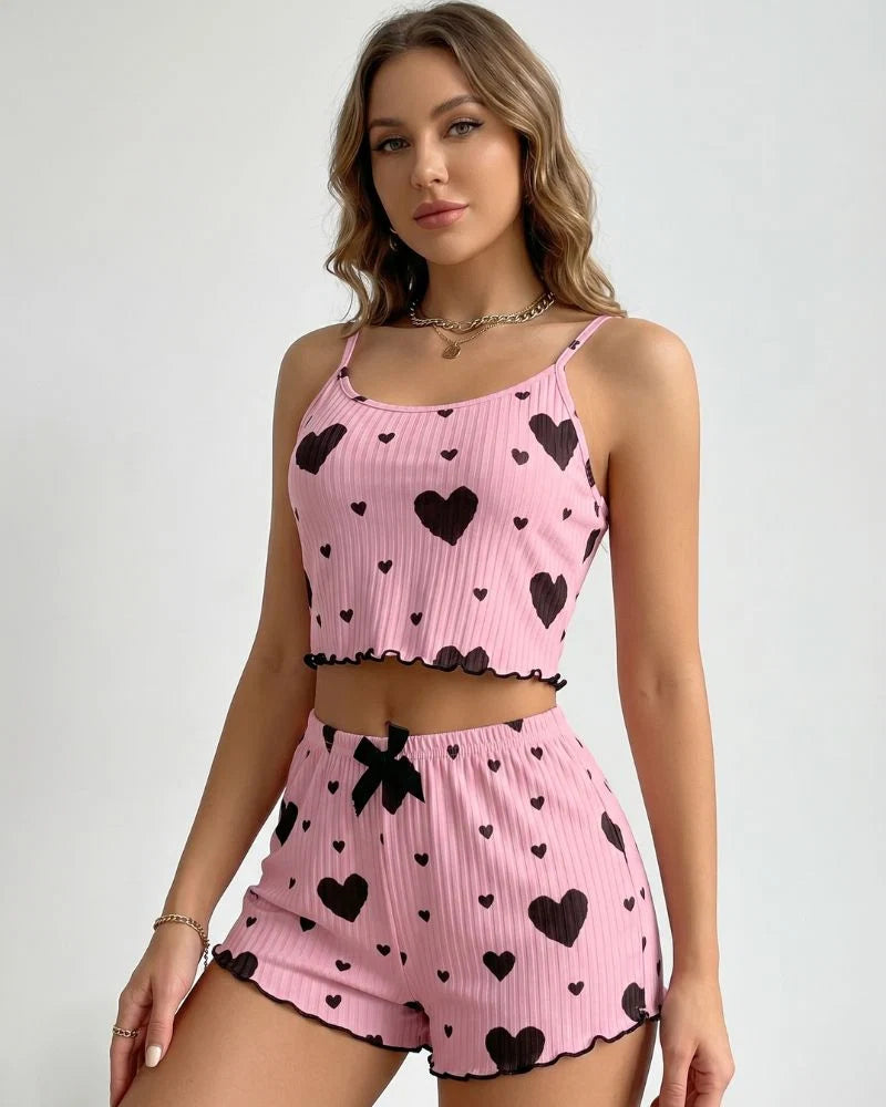 Sweetheart Ribbed Cami & Shorts PJ Set