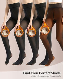 Curvvvy™ Semi-Sheer Single Seam Fleece Lined Tights