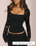 Sheer Lace Floral Long Sleeve Top
