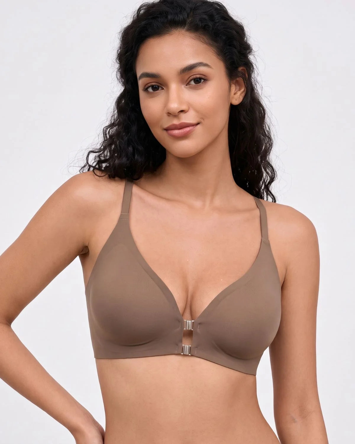 Seamless Front-Closure Wire-Free Racerback Bra