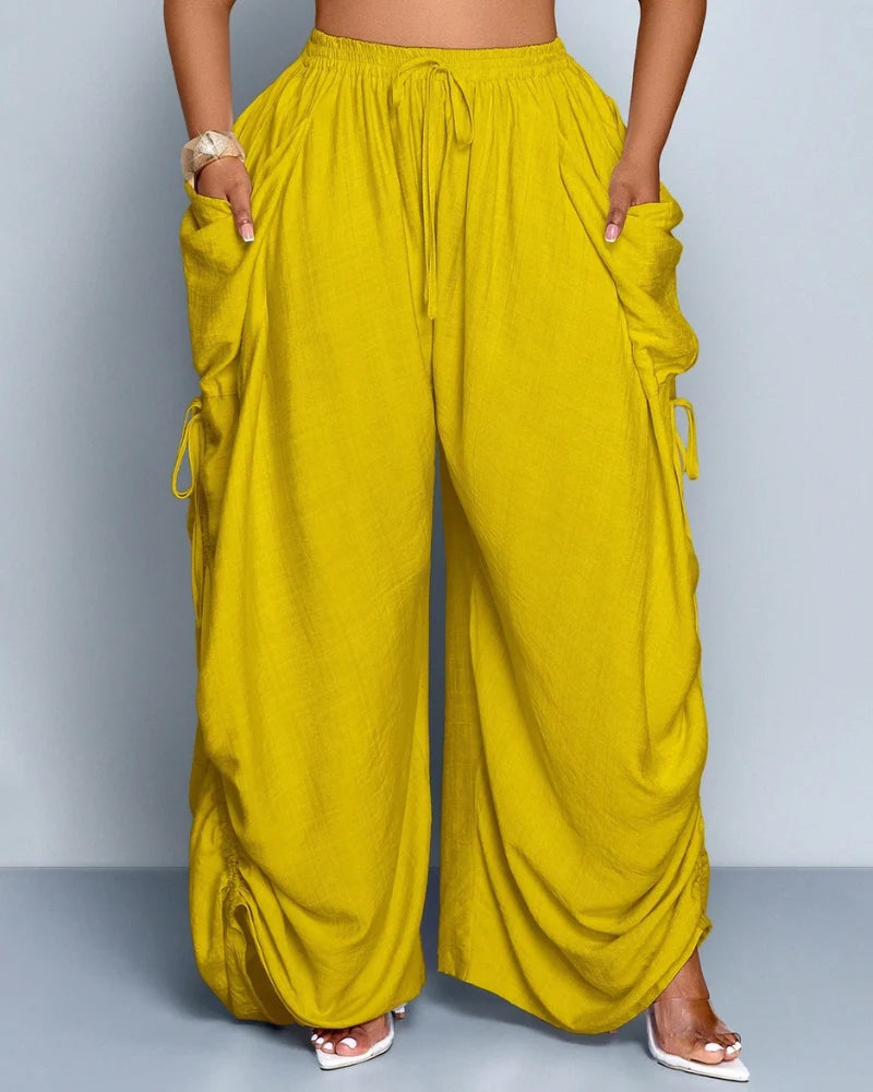 High-Waist Drawstring Harem Pants