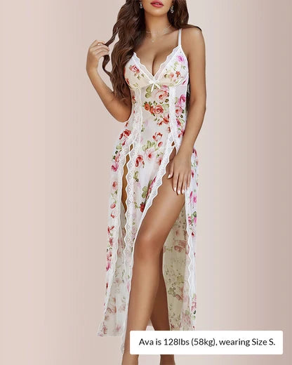 Curvvvy™ BlossomLace – Romantic Mesh Side-Split Nightdress