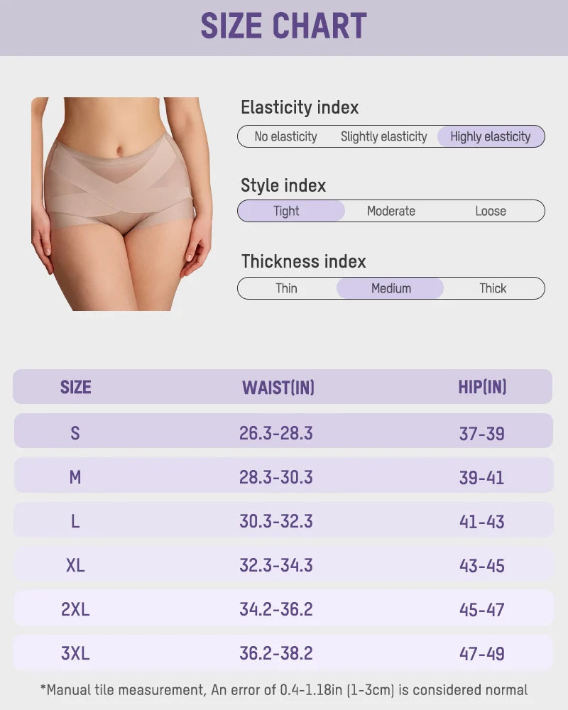 High-Waist Cross Compression Shaping Panties （6 Pack）