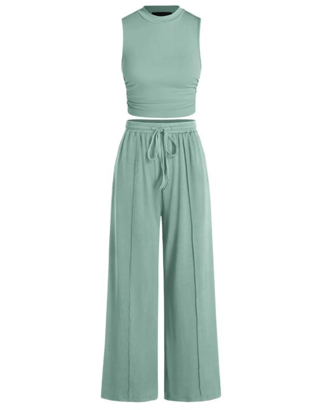 Sleeveless Knit Wide-Leg Lounge Set