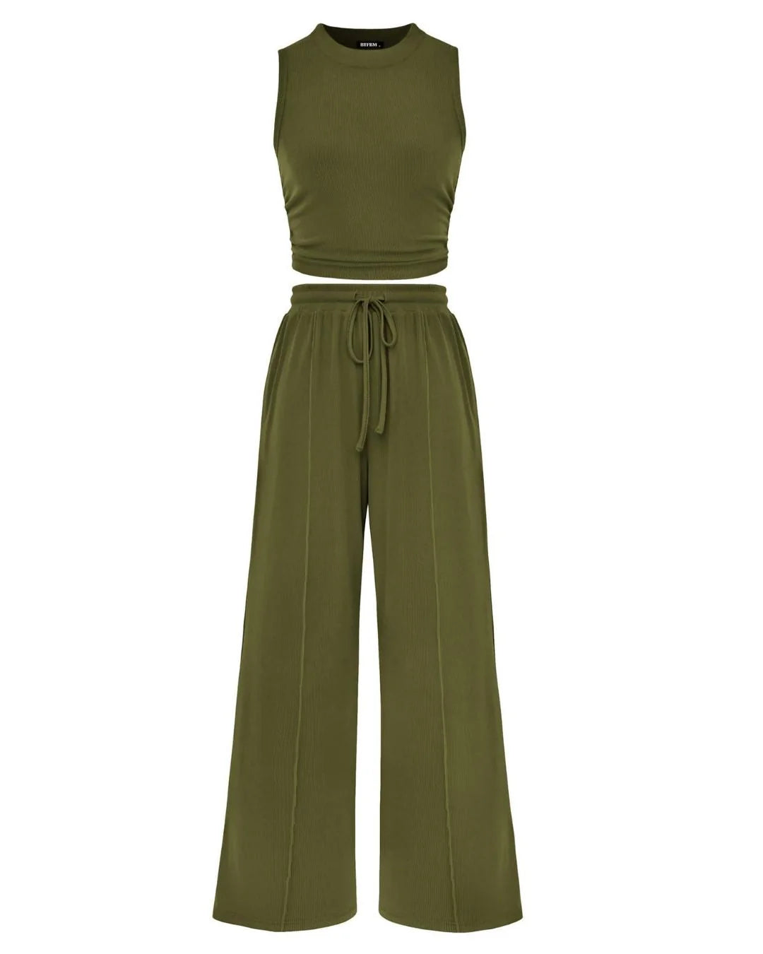 Sleeveless Knit Top & Wide-Leg Pants Lounge Set