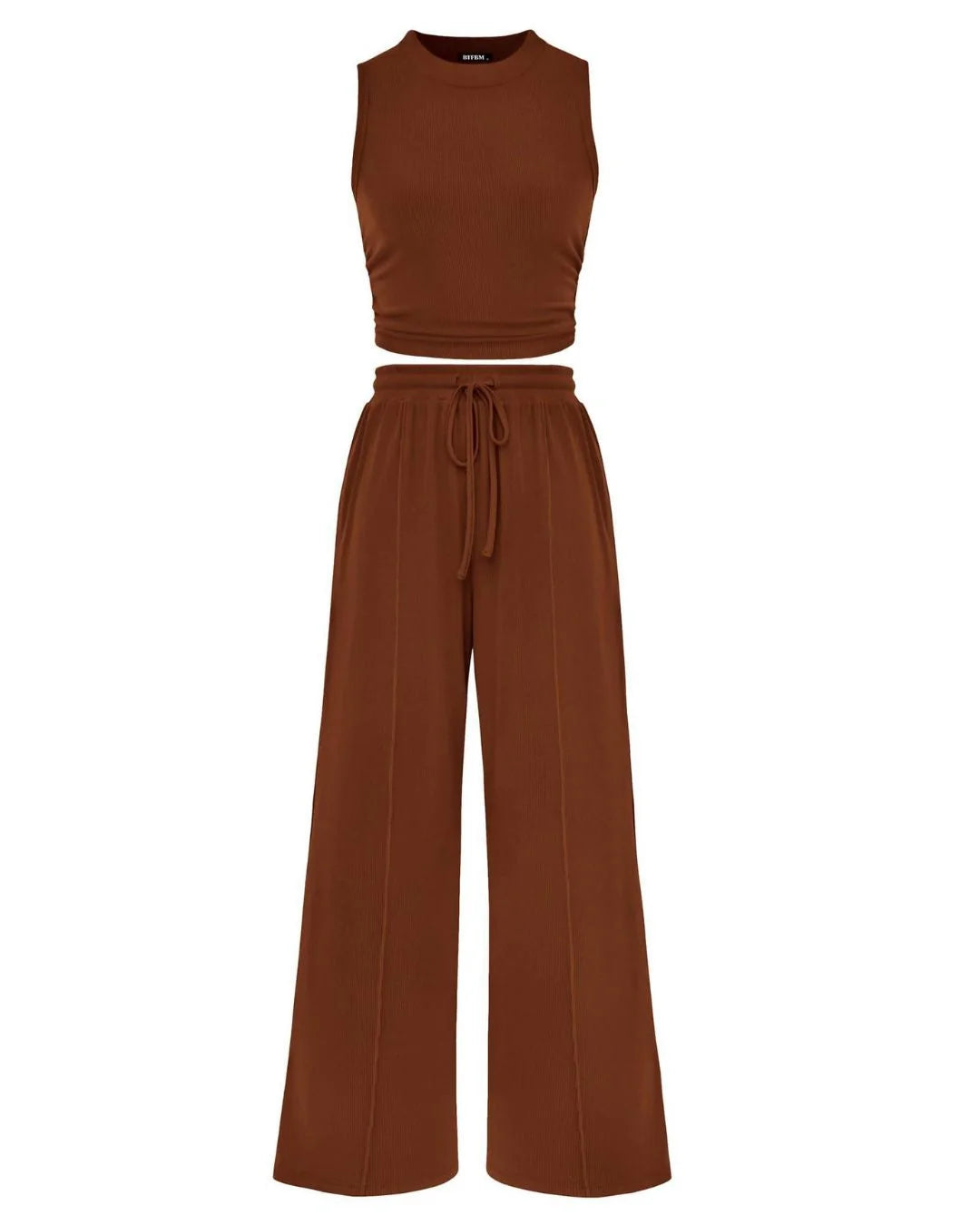 Sleeveless Knit Top & Wide-Leg Pants Lounge Set