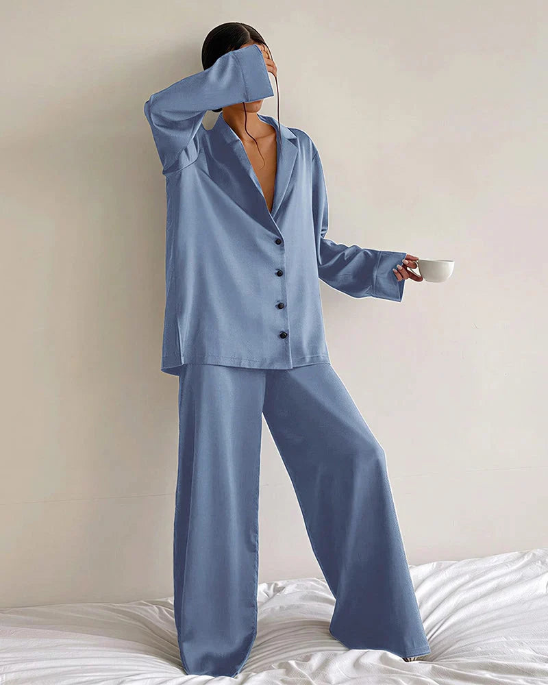 Faux Ice Silk Pajama Set