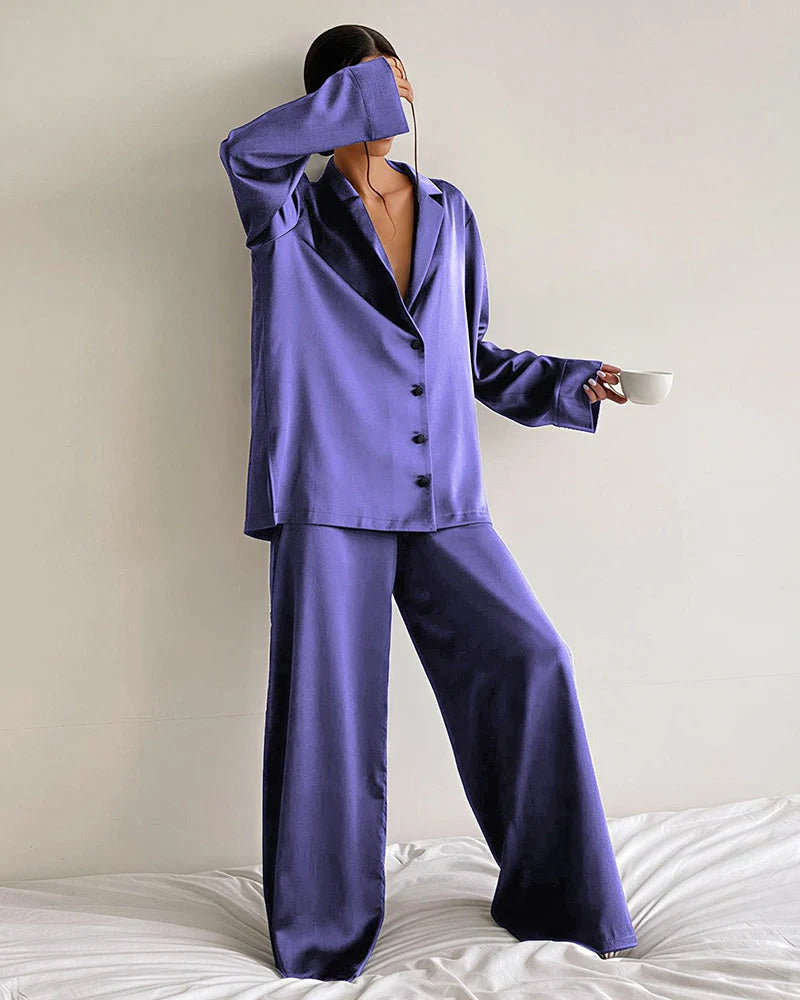 Faux Ice Silk Pajama Set