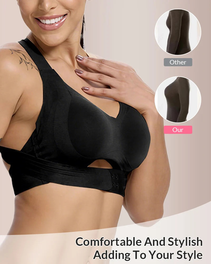 Front Closure Cross-Back Wireless Posture Bra