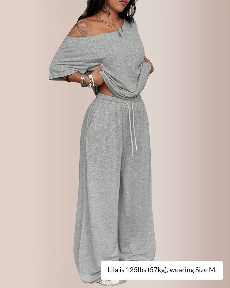 Curvvvy™ The Effortless Chill Off-Shoulder Lounge Set