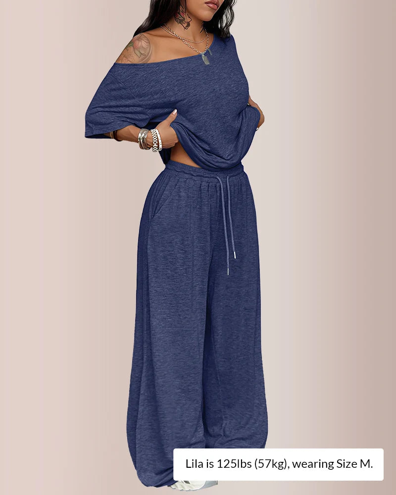 Curvvvy™ The Effortless Chill Off-Shoulder Lounge Set