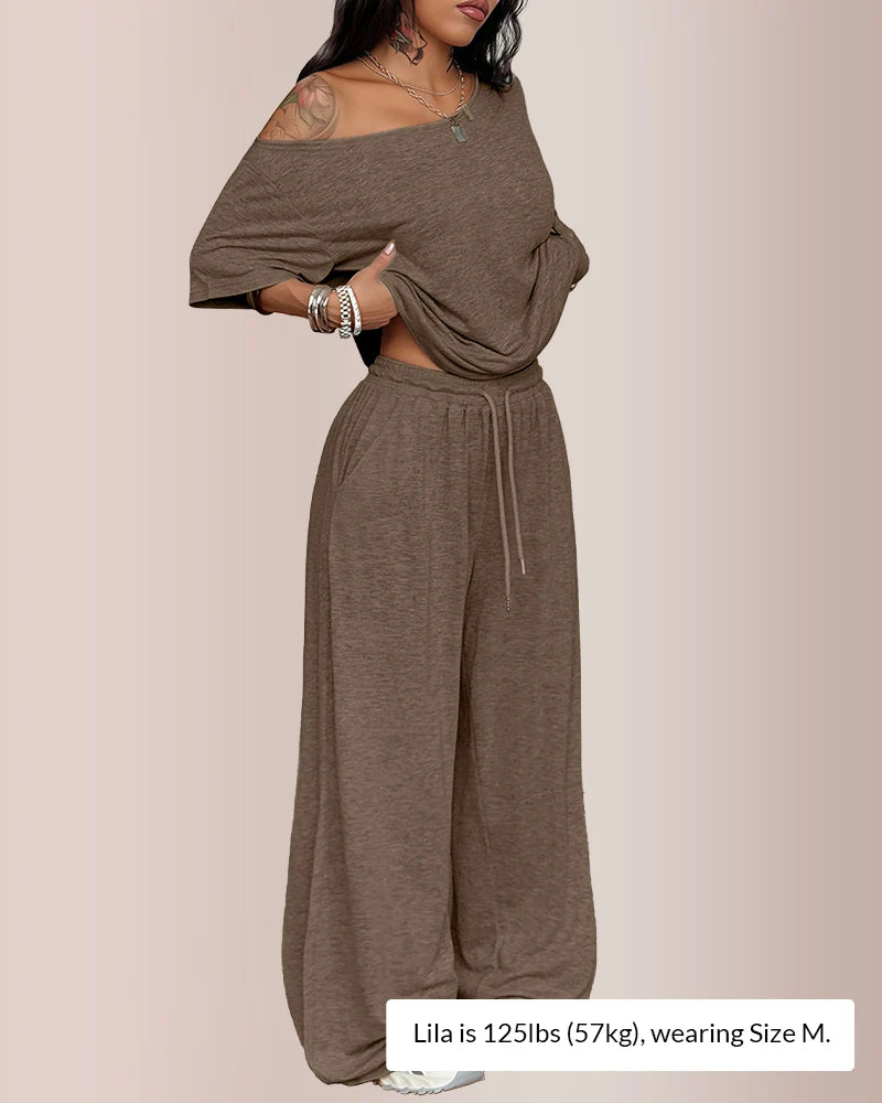 Curvvvy™ The Effortless Chill Off-Shoulder Lounge Set