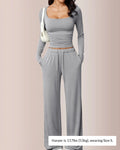 Square Neck Crop Top & Wide Leg Pants Set