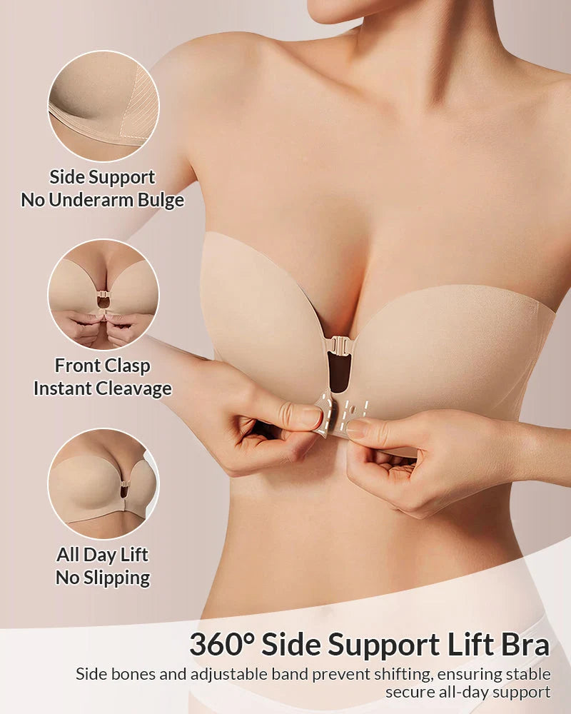 Front-Closure Strapless Push-Up Bra