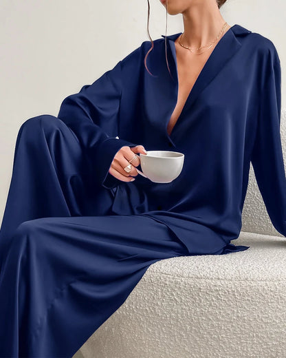 Cool-Touch Silky Long Sleeve Pajama Set