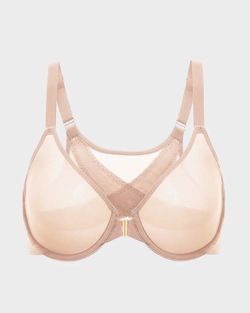Front Closure Mesh Support Bra