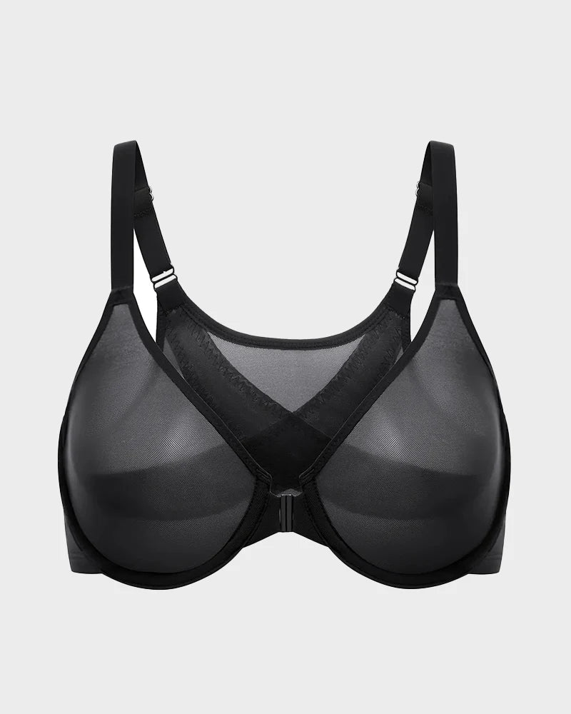 Front Closure Mesh Support Bra