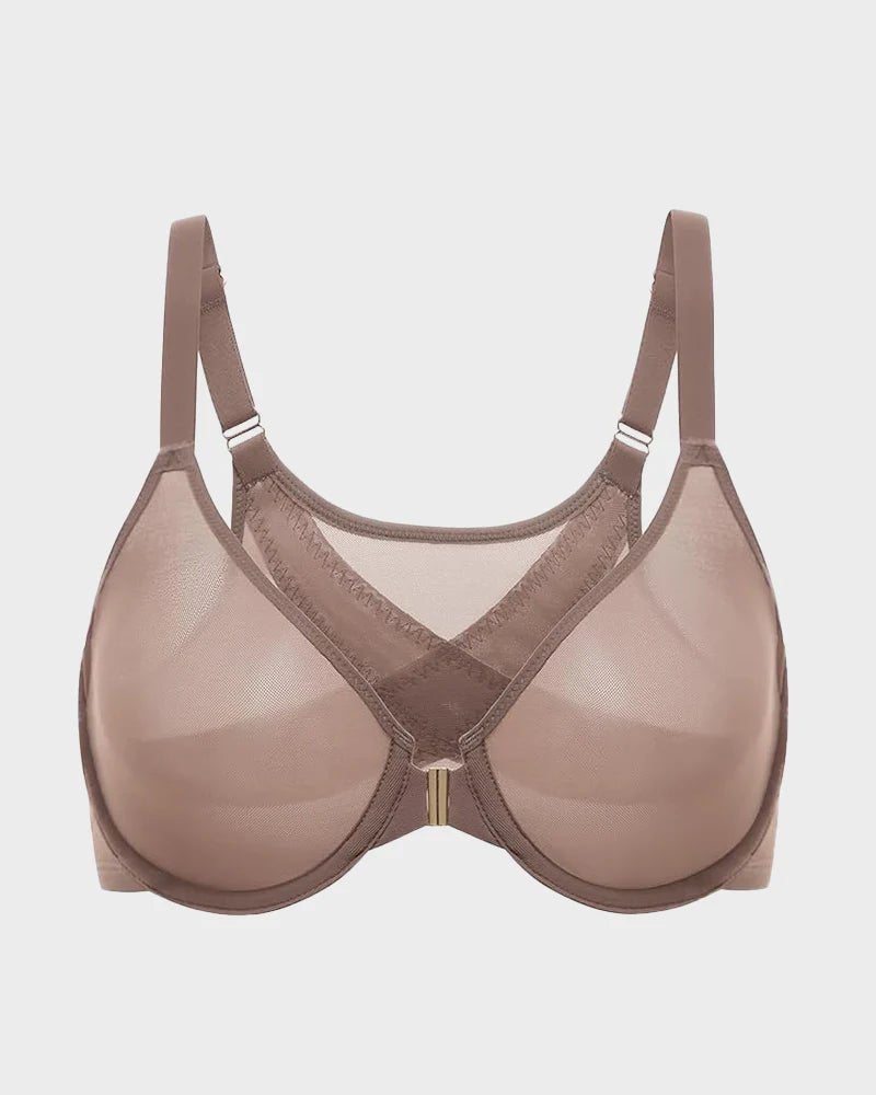 Front Closure Mesh Support Bra