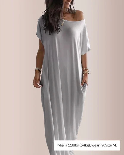 Curvvvy™ Solid Batwing Sleeve Lounge Dress