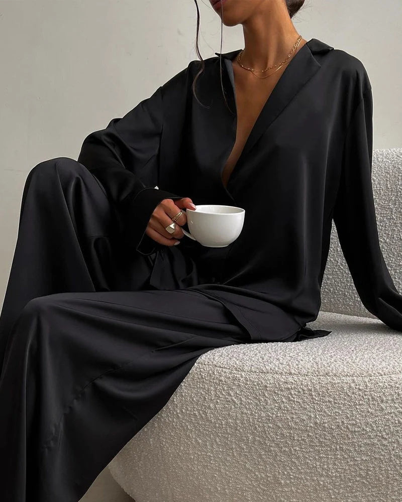 Faux Ice Silk Pajama Set