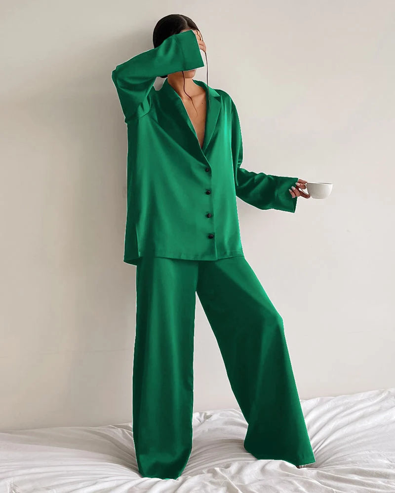Faux Ice Silk Pajama Set