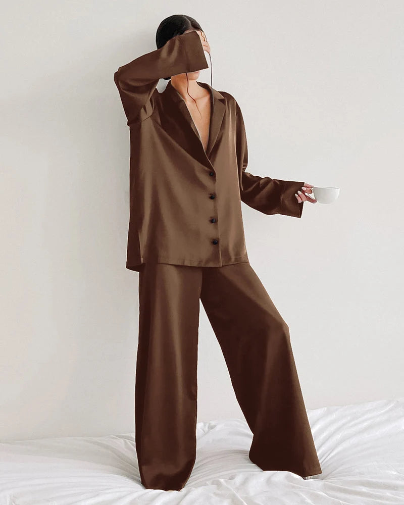Faux Ice Silk Pajama Set