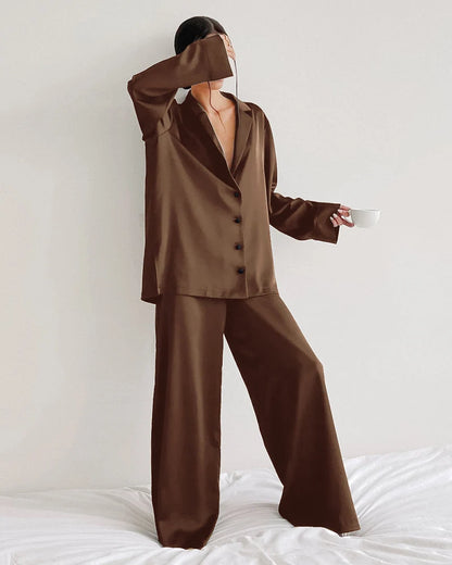 Cool-Touch Silky Long Sleeve Pajama Set