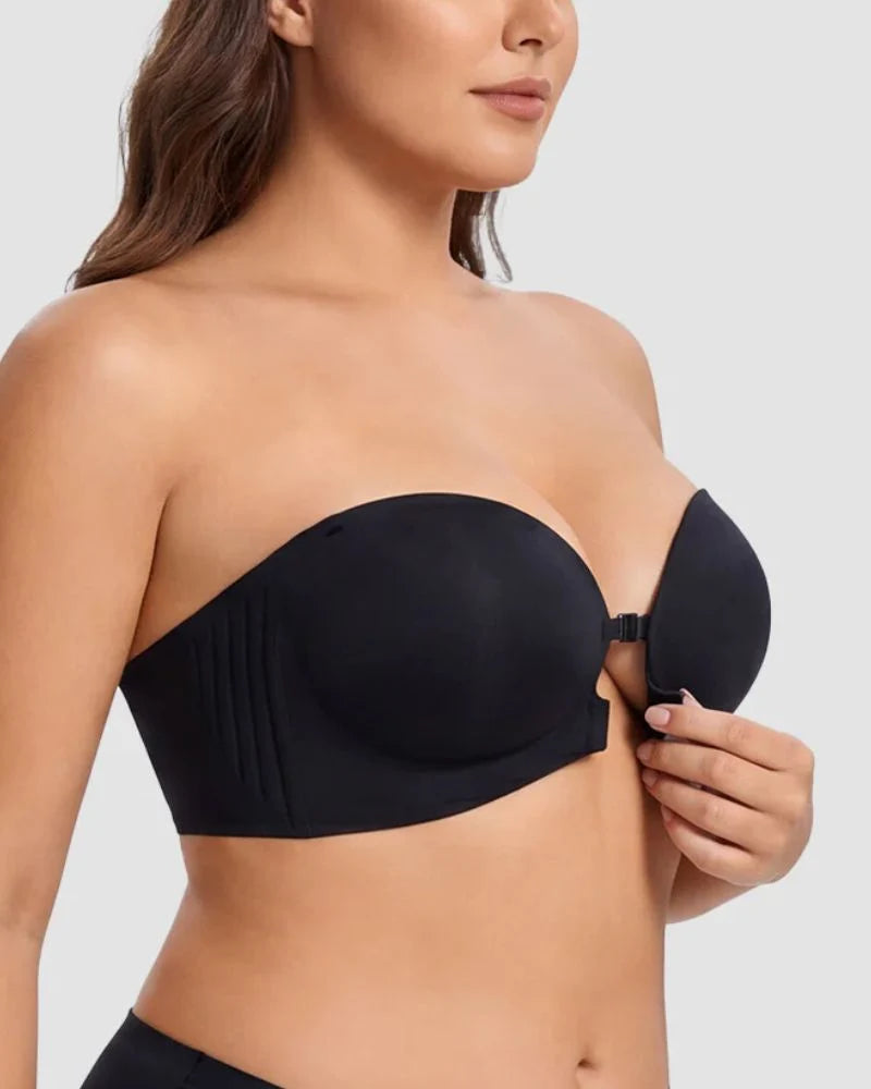 Front-Closure Strapless Push-Up Bra