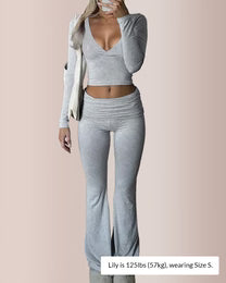 Curvvvy™ Slim-Fit V-Neck Crop Top & Pants Set