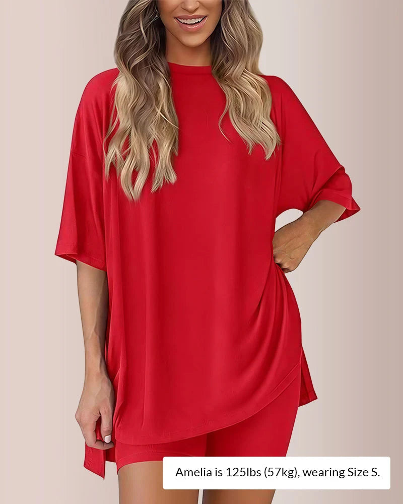 Casual Oversized 2-Piece Split Hem Lounge Set