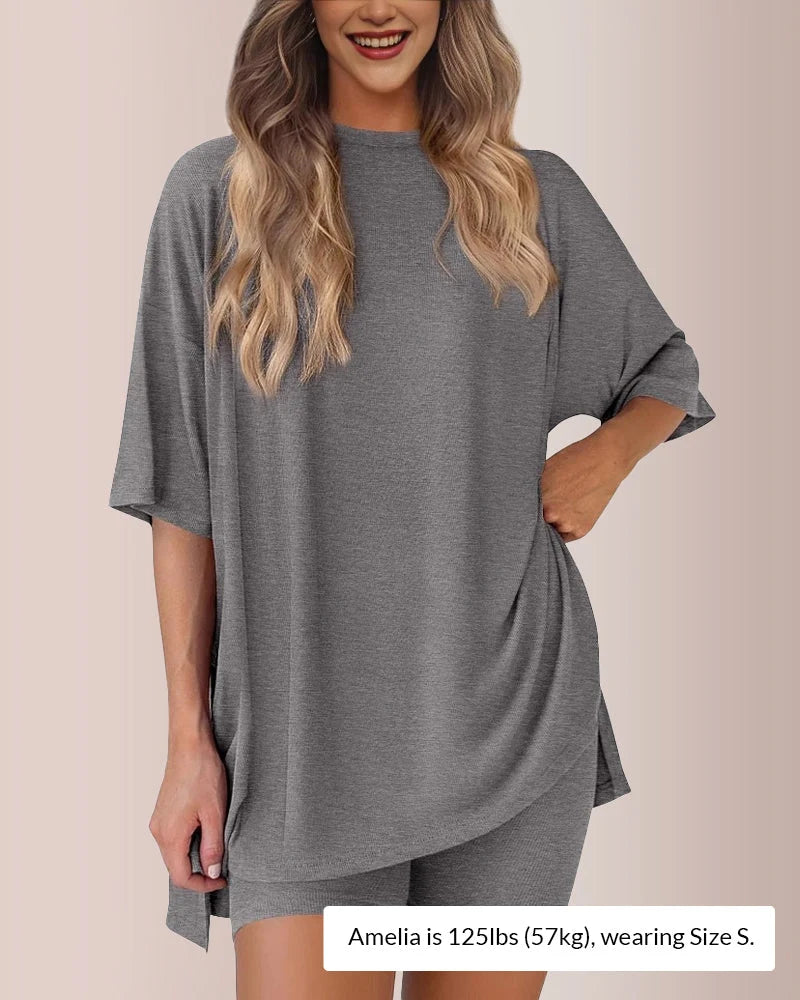 Casual Oversized 2-Piece Split Hem Lounge Set