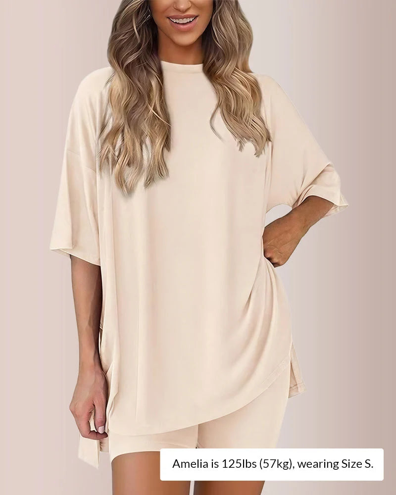Casual Oversized 2-Piece Split Hem Lounge Set