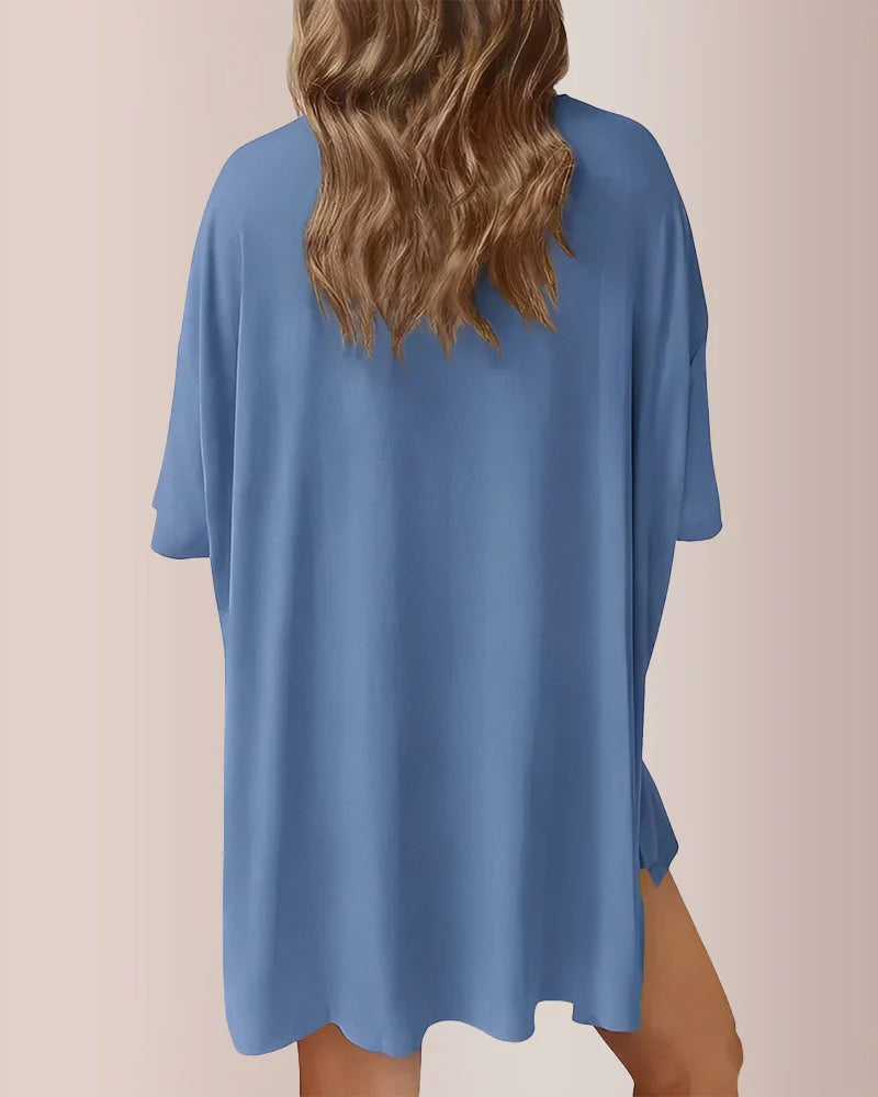 Casual Oversized 2-Piece Split Hem Lounge Set