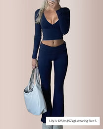 Curvvvy™ Slim-Fit V-Neck Crop Top & Pants Set