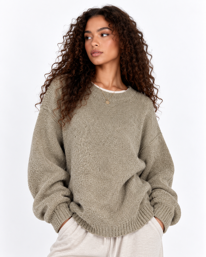 Oversized Drop Shoulder Split Hem Sweater