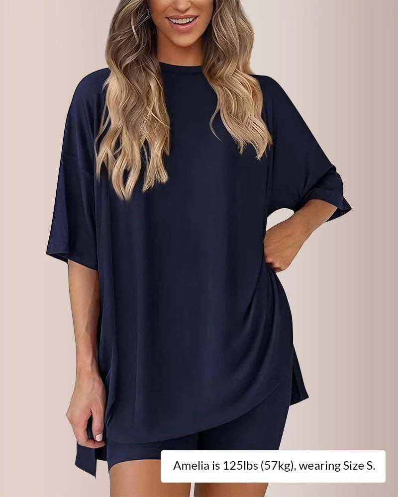 Casual Oversized 2-Piece Split Hem Lounge Set