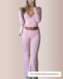 Curvvvy™ Slim-Fit V-Neck Crop Top & Pants Set