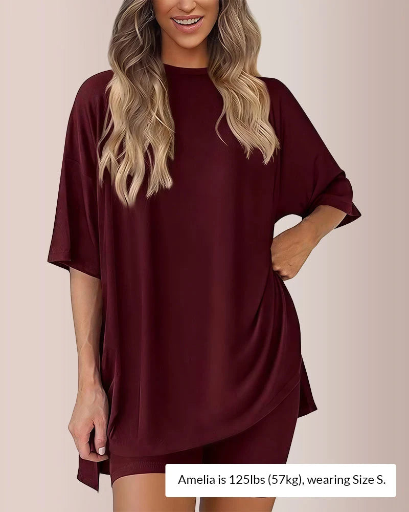 Casual Oversized 2-Piece Split Hem Lounge Set