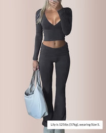 Curvvvy™ Slim-Fit V-Neck Crop Top & Pants Set
