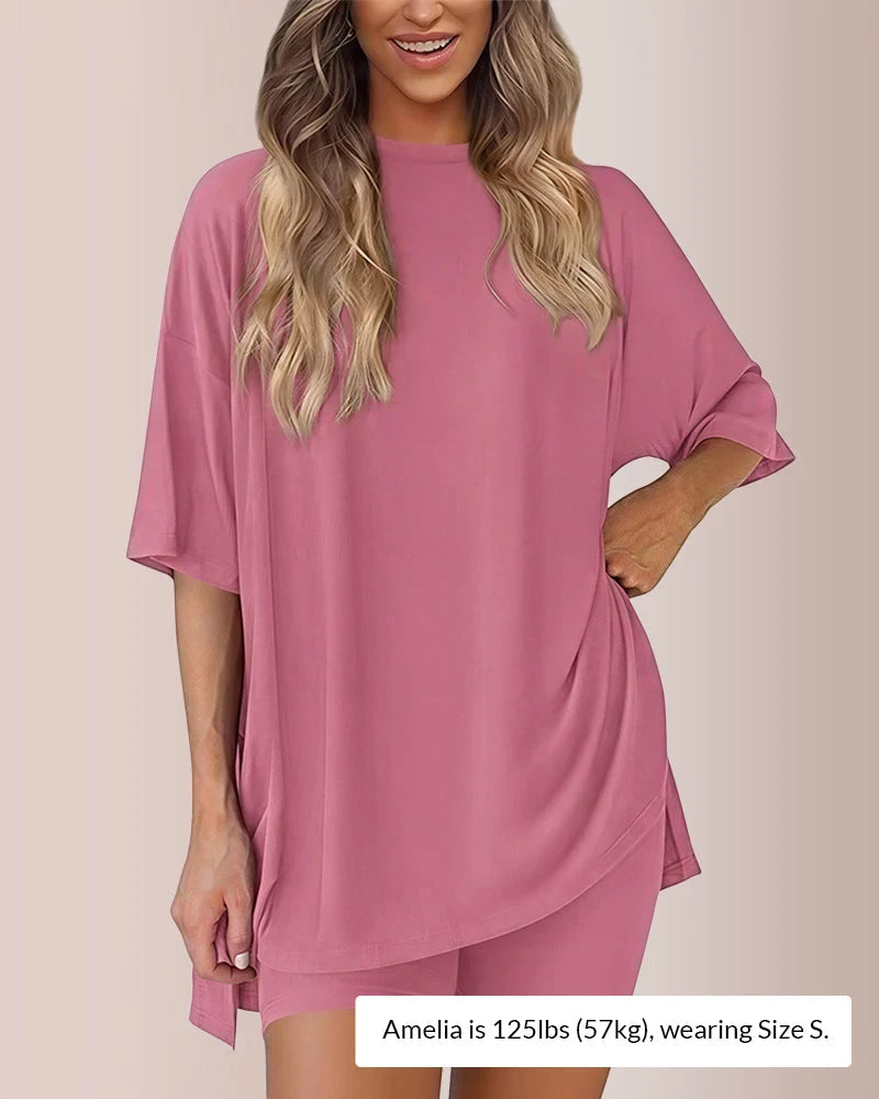 Casual Oversized 2-Piece Split Hem Lounge Set