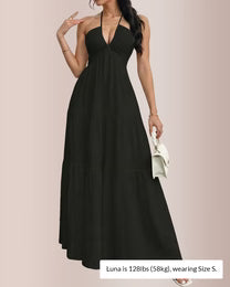 Curvvvy™ Halter Neck Tiered Maxi Dress