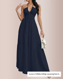 Curvvvy™ Halter Neck Tiered Maxi Dress
