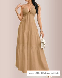 Curvvvy™ Halter Neck Tiered Maxi Dress