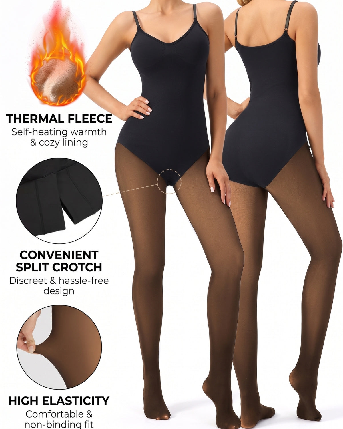 Fleece-Lined Sculpting Bodysuit Tights
