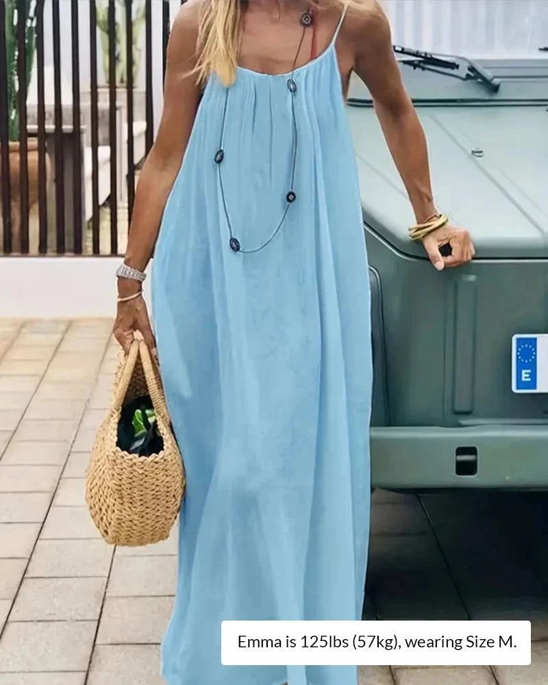 Solid Color Backless Cami Dress