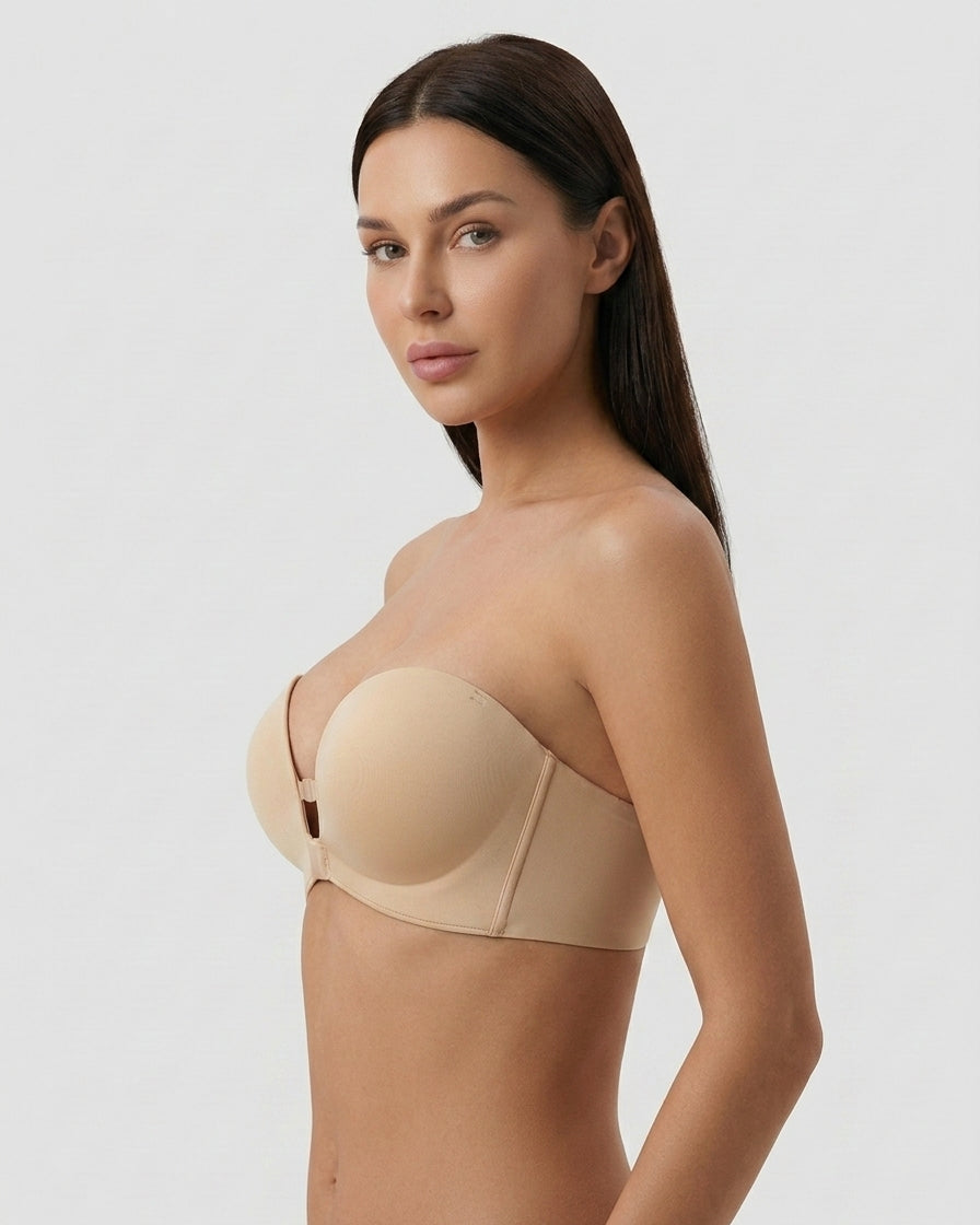 Front-Closure Strapless Push-Up Bra