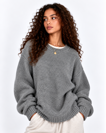 Oversized Drop Shoulder Split Hem Sweater